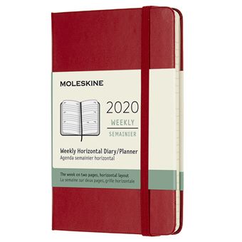 Agenda 2020 Semainier Horizontal Poche Rouge Rigide