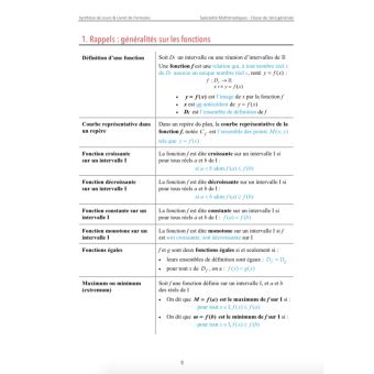 Mathématiques 1ère Synthèse de cours et livret de formules