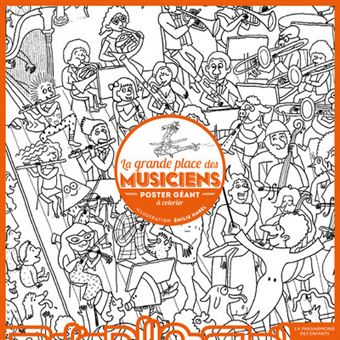 La grande place des musiciens - Poster géant à colorier