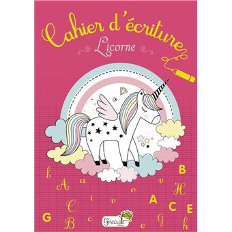 Cahier d'écriture licorne