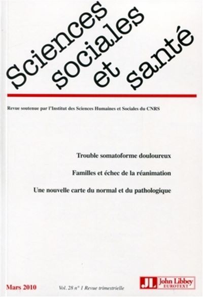 Revue Sciences Sociales et Santé Vol. 28 N°1 - Mars 2010