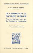 De l'horizon de la doctrine humaine La restitution universelle