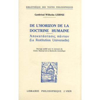 De l'horizon de la doctrine humaine La restitution universelle