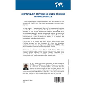 Géopolitique et gouvernance de l'eau de surface en Afrique centrale