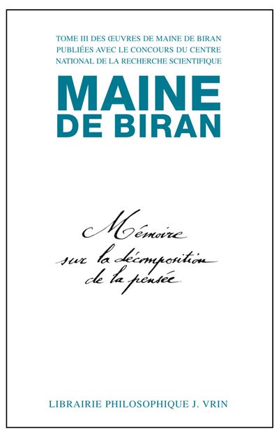 Mémoire sur la décomposition de la pensée