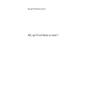 Ah, qu'il est beau ce mur !