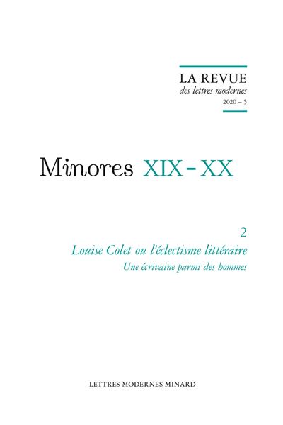 Louise Colet ou l'éclectisme littéraire