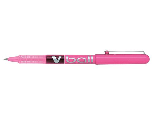 Pilot Stylo Roller Pointe M&eacute;tal 0,5 Mm Encre Liquide Rose V-Ball 05