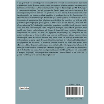 Origine du mariage dans l'espèce humaine d'après Westermarck