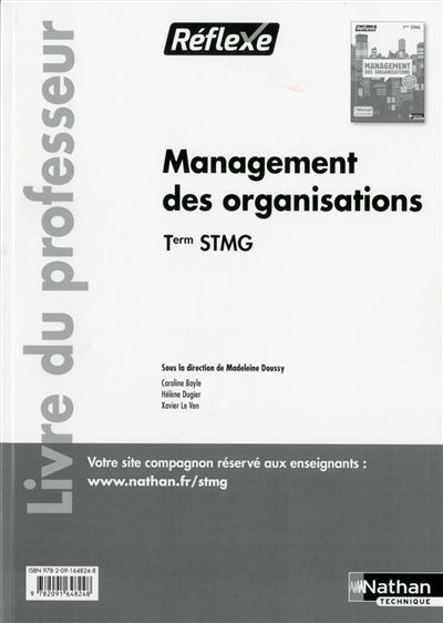 Management des organisations Term STMG (Pochette Réflexe) Professeur - 2017