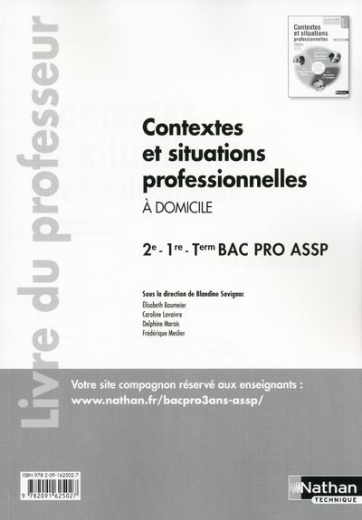 Contextes Et Situations Professionnelles Bac Pro Assp 2e1èretle Option À Domicile 0245