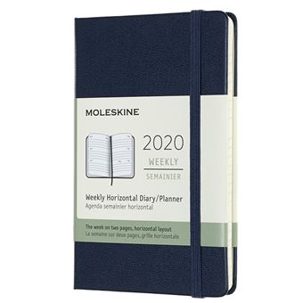 Agenda 2020 Semainier Horizontal Poche Bleu Saphir Rigide