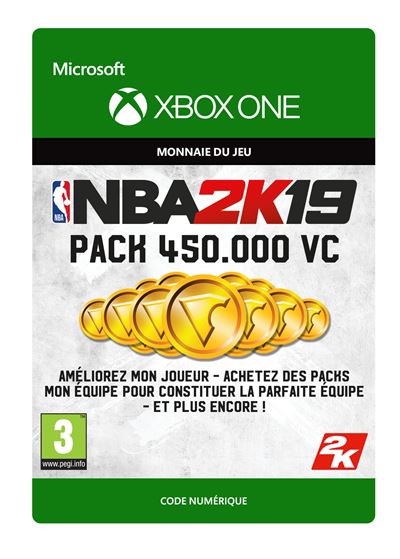 Pochette avant du jeu Code de téléchargement NBA 2K19 450000 VC Xbox One