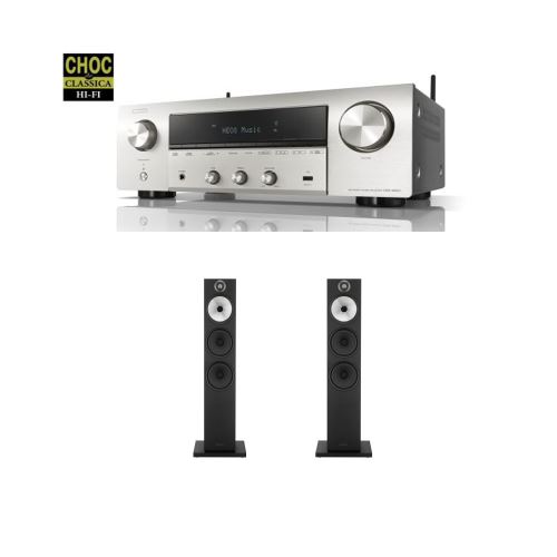 Amplificateur Hi-Fi Denon DRA-800H Argent + Enceinte Bibliothèque 600 Series Bowers & Wilkins 603 Noir Vendue par paire