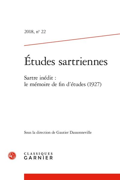 Etudes sartiennes,22:sartre inedit le memoire de fin d'etude