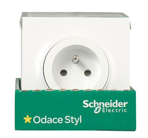 Schneider - Odace prise de courant 2P+T - blc Recyclé - 4 connexions  rapides par pôle - Réf : S510049