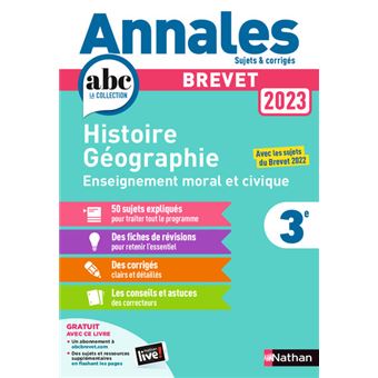 Annales Brevet 2023- Histoire Géographie Enseignement Moral et Civique - Corrigé