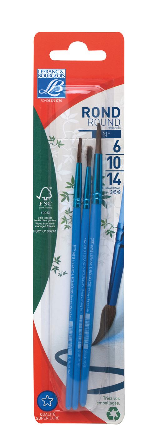 Pack de 3 pinceaux Color&Co Lefranc Bourgeois Poil de Poney