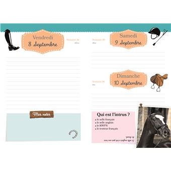 Agenda scolaire CHEVAUX AU GALOP 2023-2024