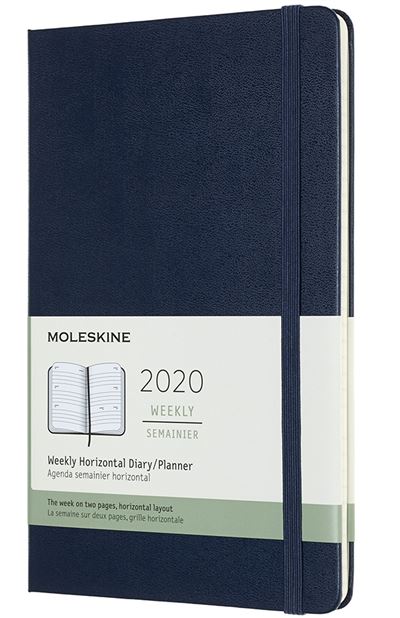 Agenda 2020 Semainier Horizontal Grand Format Bleu Saphir Rigide
