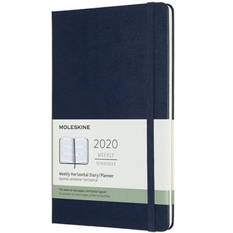Agenda 2020 Semainier Horizontal Grand Format Bleu Saphir Rigide