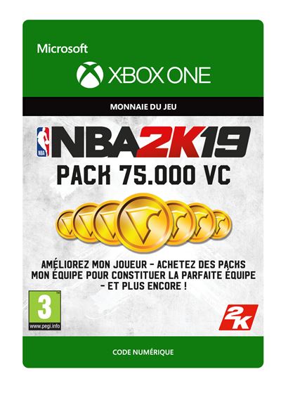Pochette avant du jeu Code de téléchargement NBA 2K19 75000 VC Xbox One