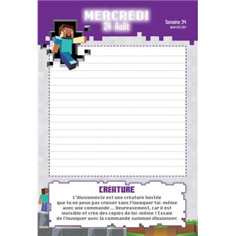 Agenda scolaire MINECRAFT non officiel  2022-2023