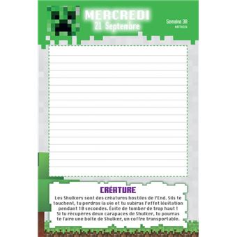 Agenda scolaire MINECRAFT non officiel  2022-2023