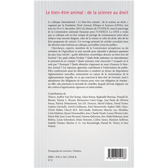 Le bien-être animal : de la science au droit