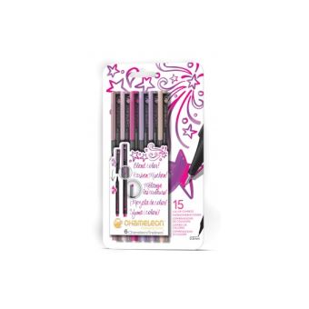 6 Stylos Chameleon Pointe extra fine couleurs florales