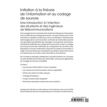 Initiation à la théorie de l’information et au codage de sources - Une introduction à l'intention des étudiants et des ingénieurs de télécommunications