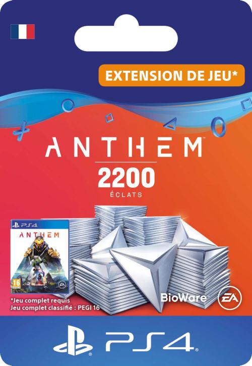 Code de téléchargement Anthem : Pack 2200 éclats PS4