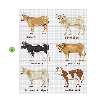 Kit Broderie Point De Croix Vache - Tamponné 11CT, 30x40 Cm, Fil Inclus - Pour Débutants, Décoration Intérieure, Loisir Créatif
