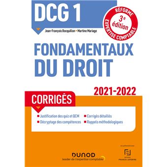 DCG 1 Fondamentaux du droit - Corrigés - 2021/2022