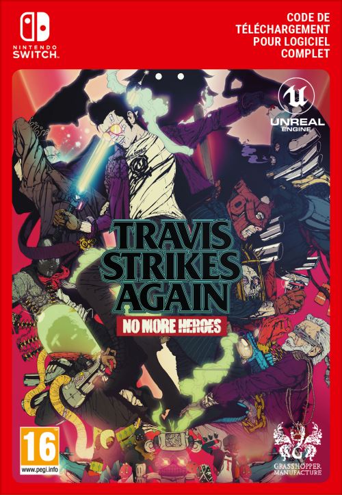 Pochette avant du jeu Code de téléchargement Travis Strikes Again No More Heroes Nintendo Switch