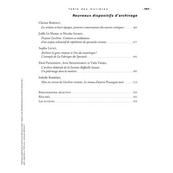 Fabriques, expériences et archives du spectacle vivant