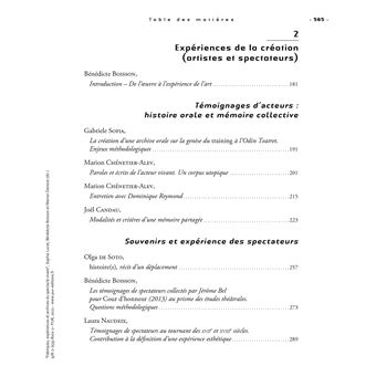 Fabriques, expériences et archives du spectacle vivant