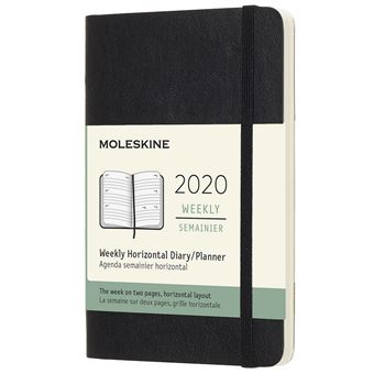 Agenda 2020 Semainier Horizontal Poche Noir Souple