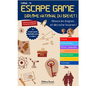Escape game, Diplôme national du brevet ! Collège 3ème - Dimitri Saputa - Straub Editions - broché - Scolaire / Universitaire
