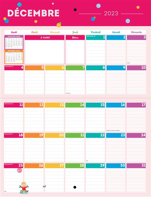 Mini calendrier familial mensuel - Septembre 2023 - Décembre 2024 - Agenda  - Informatique & Communication - Livre