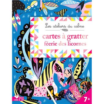 Cartes à gratter féerie licornes - pochette avec accessoires