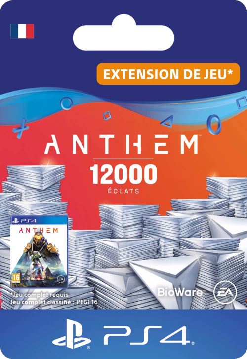 Pochette avant du jeu Code de téléchargement Anthem : Pack 12000 éclats PS4