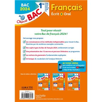 Objectif BAC 2024 - Français écrit et oral 1res STMG - STI2D - ST2S - STL - STD2A - STHR