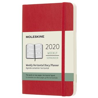 Agenda 2020 Semainier Horizontal Poche Rouge Souple