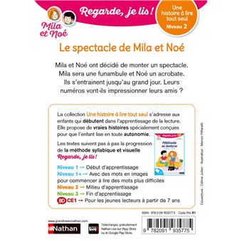 Regarde je lis! Une histoire à lire tout seul - le spectacle de Mila et Noé niv 2