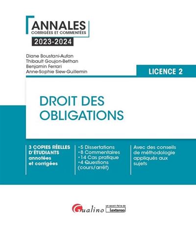 Droit des obligations - L2 - Diane Boustani-Aufan - broché