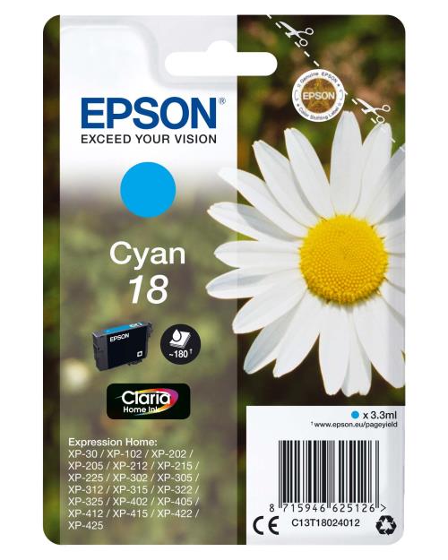 Cartouche d'encre Epson Série Pâquerette 18 - Cyan
