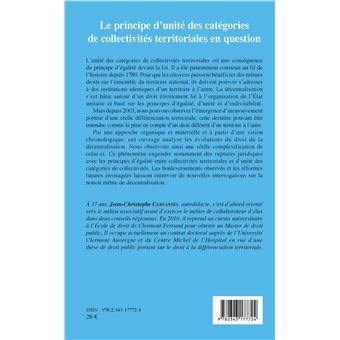 Le principe d'unité des catégories de collectivités territoriales en question