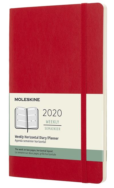 Agenda 2020 Semainier Horizontal Grand Format Rouge Souple