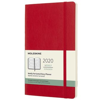 Agenda 2020 Semainier Horizontal Grand Format Rouge Souple